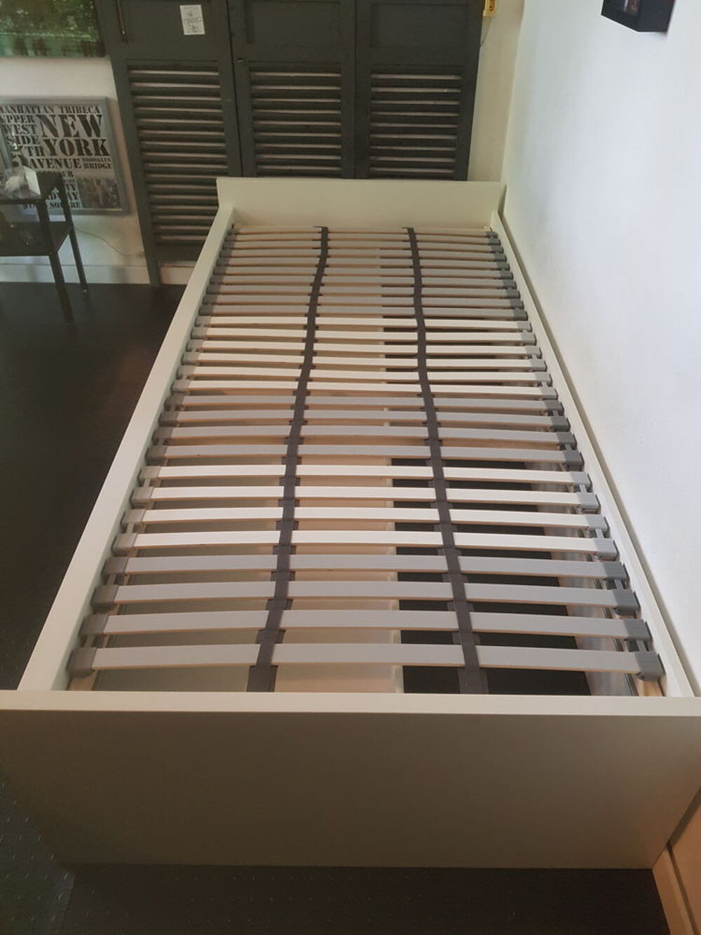 Cadre lit avec rangement, blanc, 90x200 cm grands tiroirs Meubles