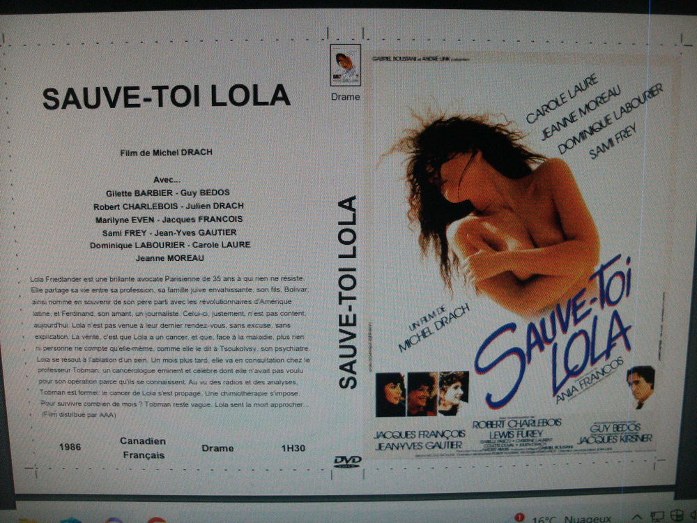 Rare film : " Sauve toi Lola " DVD et blu-ray
