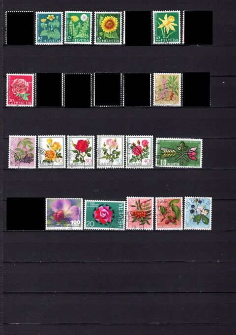 lot de 17 timbres de la SUISSE sur la FLORE et les FRUITS 1 Les glisottes-et-Chalaures (33)