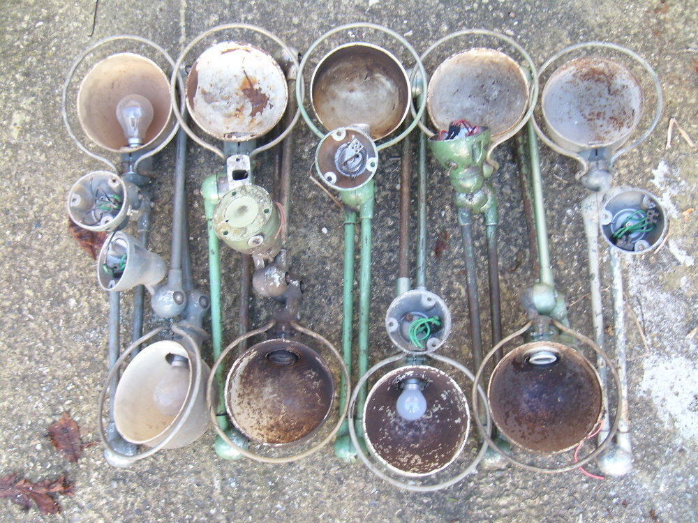 LOT DE 9 Lampes Jielde 2 Bras Ancienne Ann&eacute;e 50 Décoration