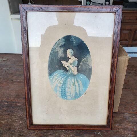 lithographie ancienne sign� 50 La Farl�de (83)