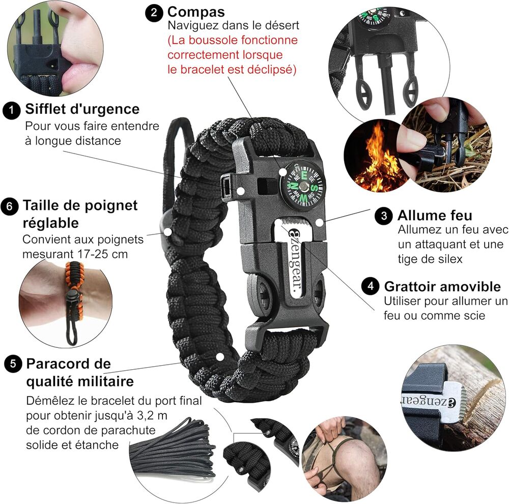 Bracelets de Survie en paracorde (Lot de 2) Bijoux et montres