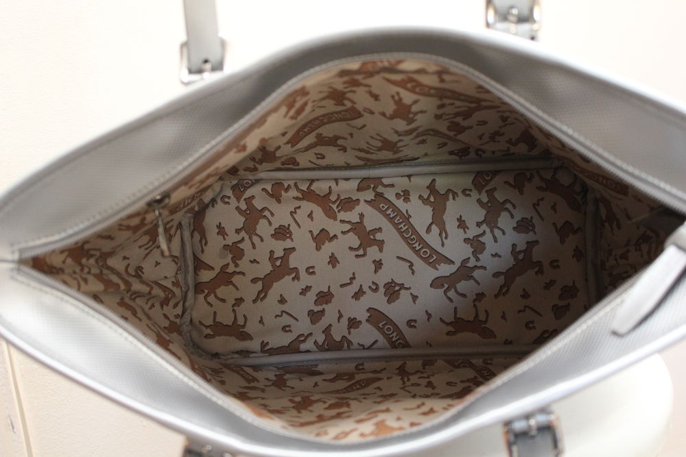 Sac toile et cuir argent LONGCHAMP Maroquinerie