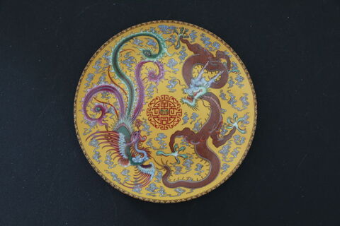 ASSIETTE CHINOISE DRAGONS ORANGE  60 Saint-tienne (42)