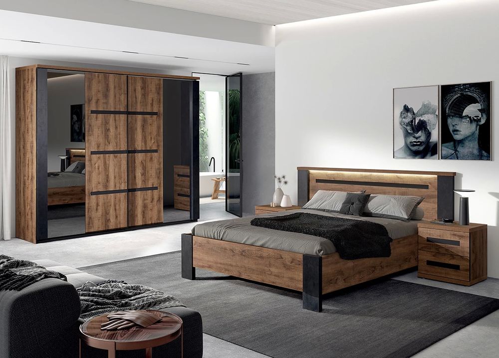 ?? Chambre compl&egrave;te Pauline ? lit 140&times;200 + armoire 217cm Meubles