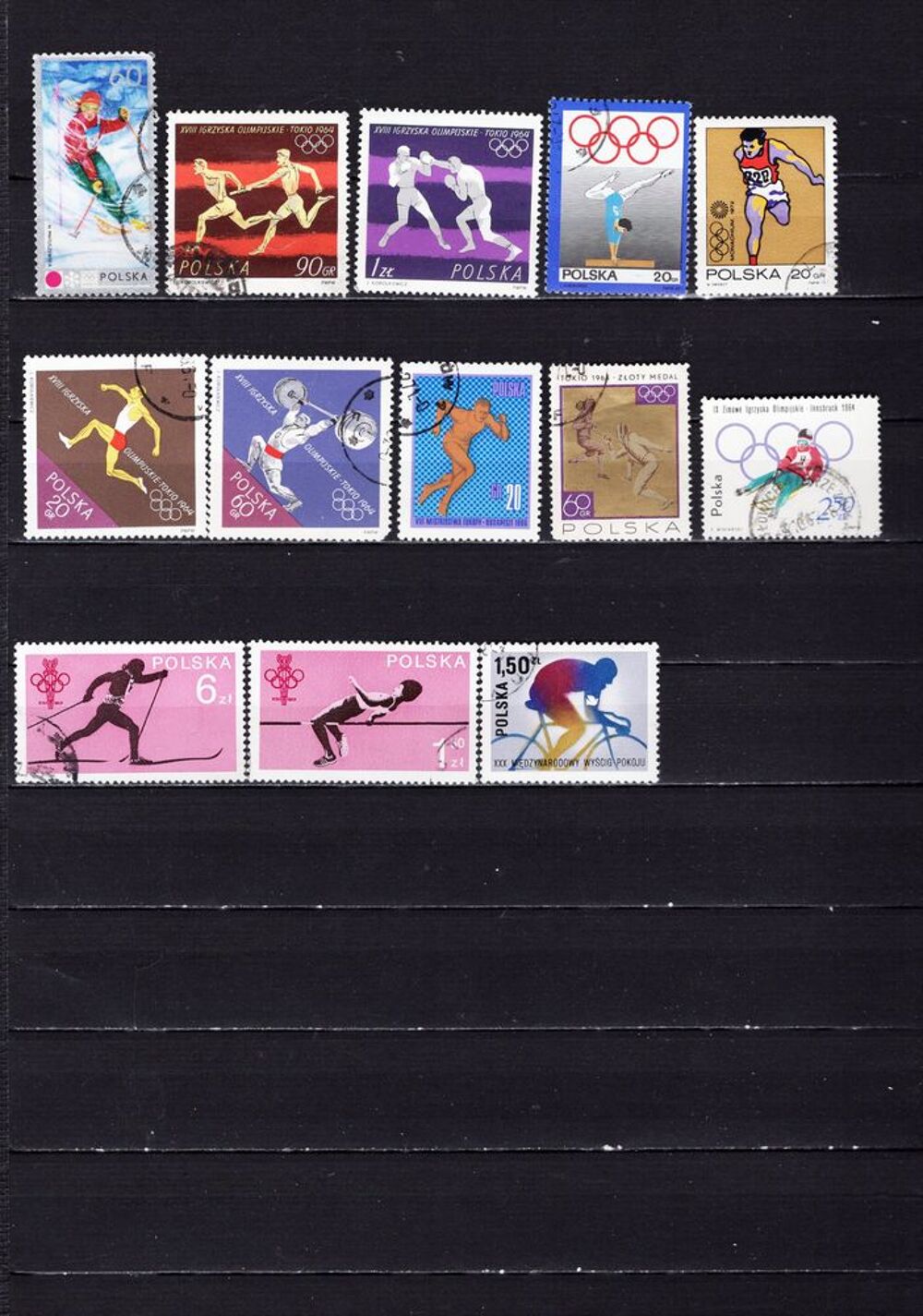 lot de 25 timbres de POLOGNE et de BULGARIE sur les SPORTS 
