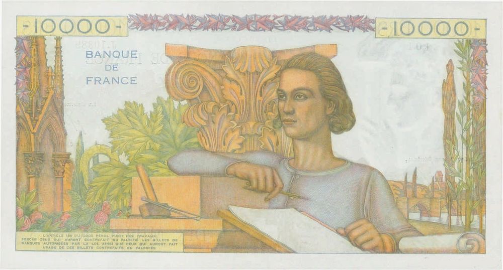  F 50 RARE lot de 2 BILLETS 10 000 F G&Eacute;NIE FR 