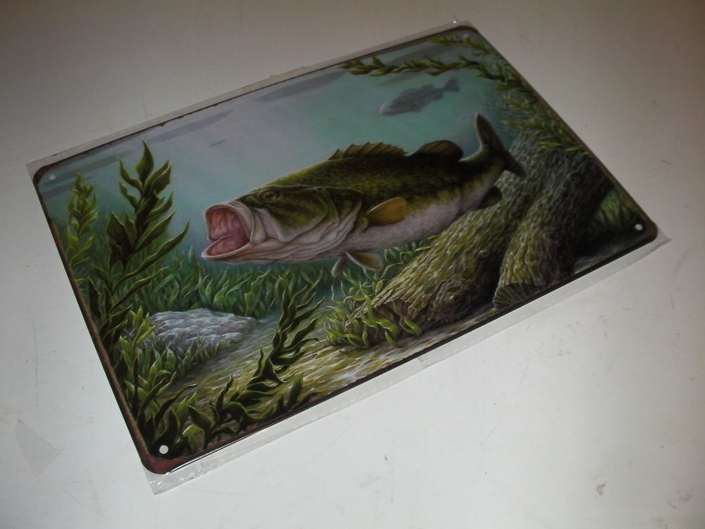 Plaque d&eacute;corative "BLACK-BASS" pas moulinet. Sports