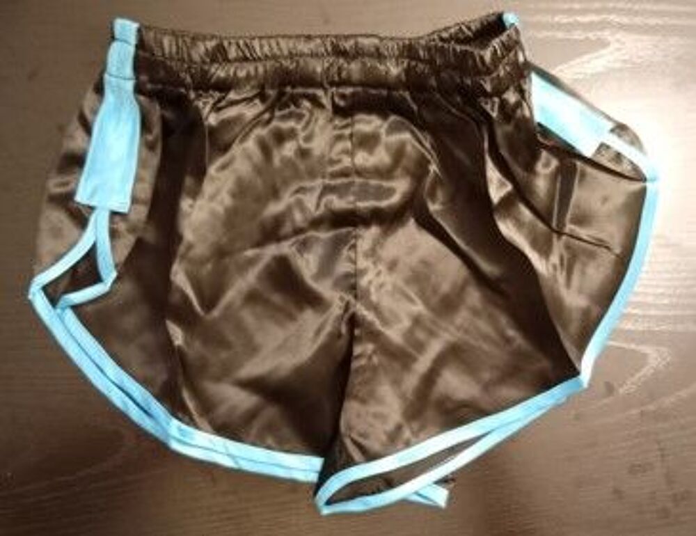 Short Nylon Satin Vintage D9 Noir bande Azur Taille S 40 Vêtements