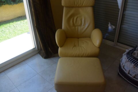 FAUTEUIL RELAX  BEIGE EN CUIR  BUROV 320 Castries (34)