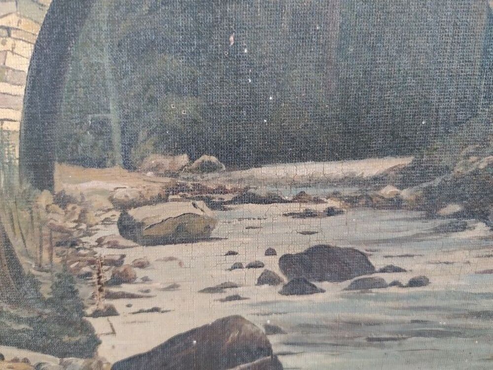 Tableau Paysage For&ecirc;t Rivi&egrave;re en Montagne Sign&eacute; G. Lebon Décoration