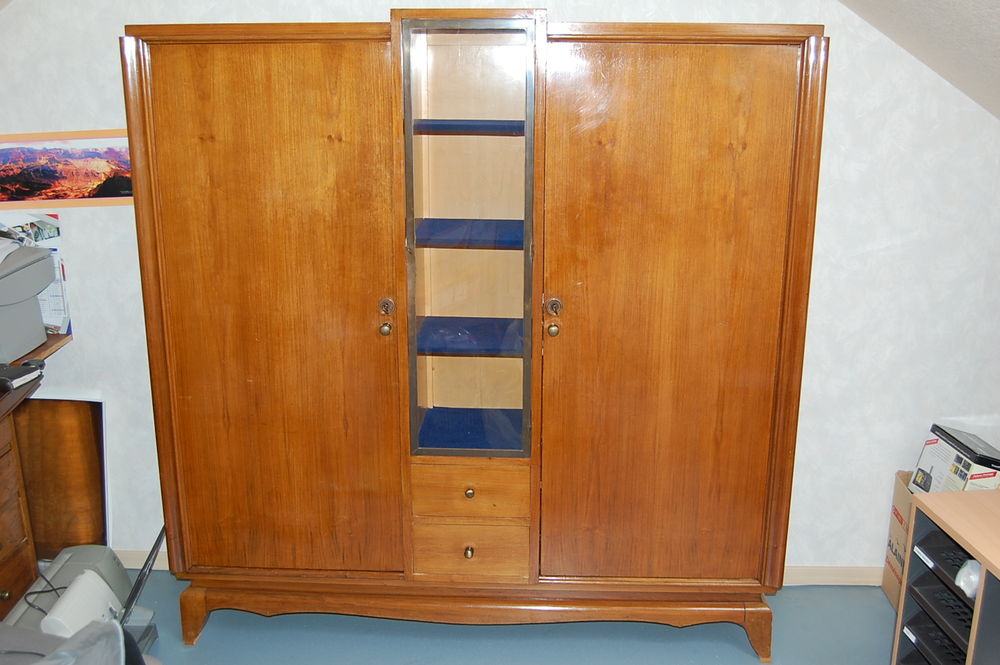 Grand bureau ministre + armoire en placage merisier Meubles