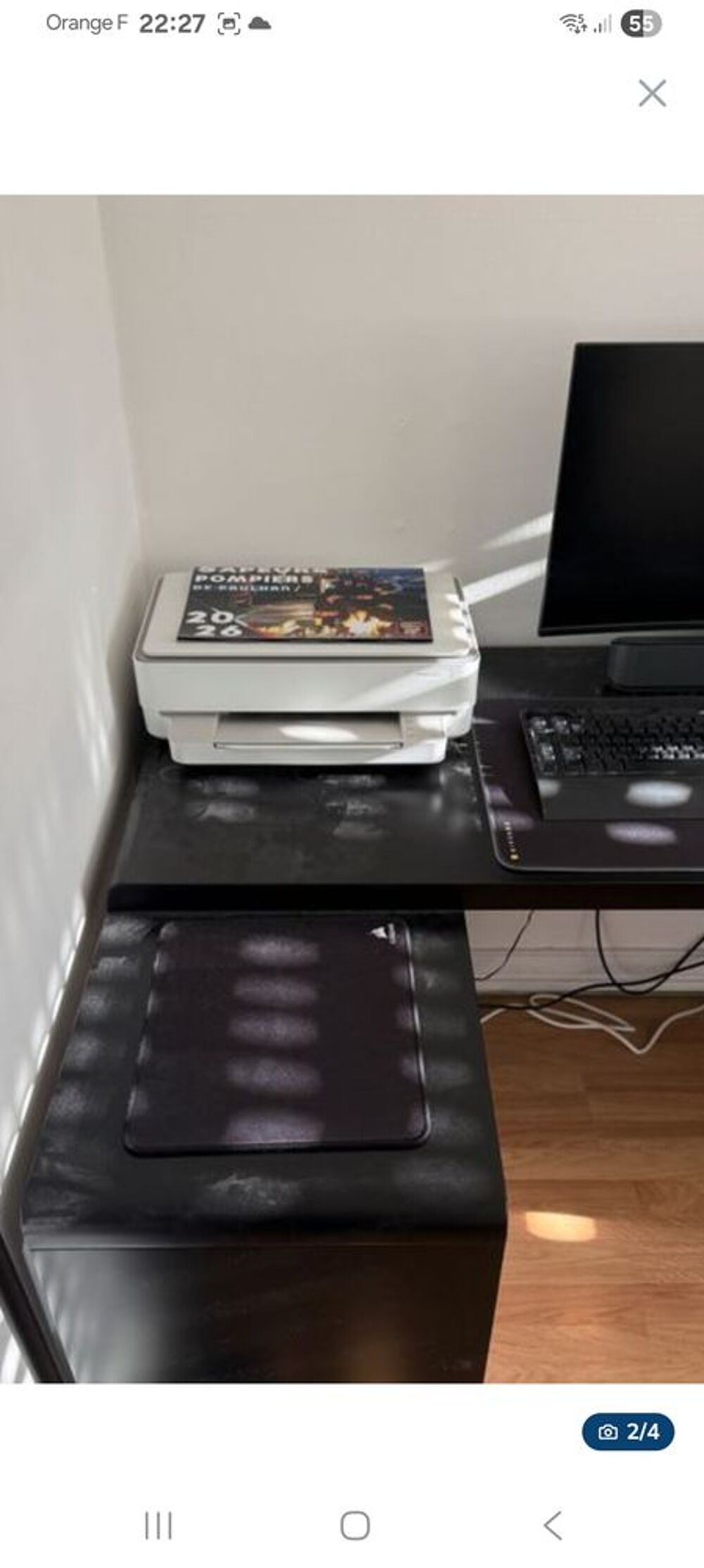 Bureau angle noir laqu&eacute; Meubles