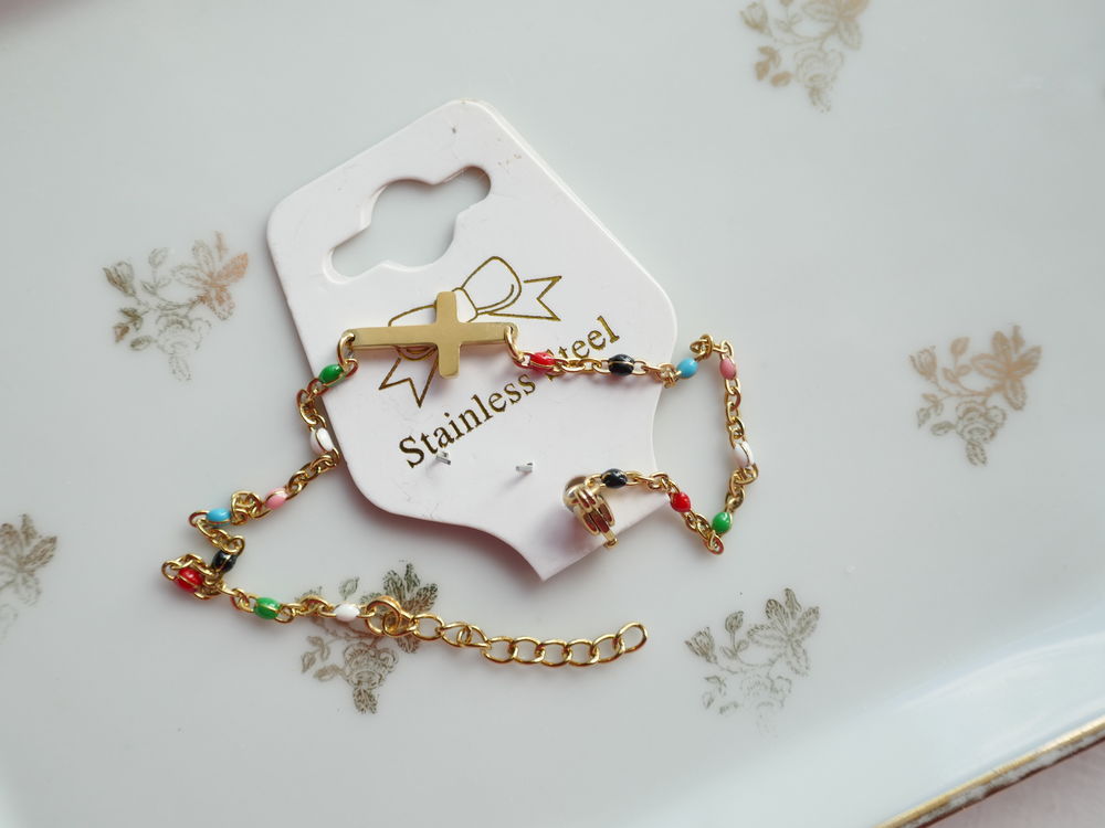 Bracelet Croix Perle Multicolore, bijoux religieux, bapt&ecirc;me, Bijoux et montres