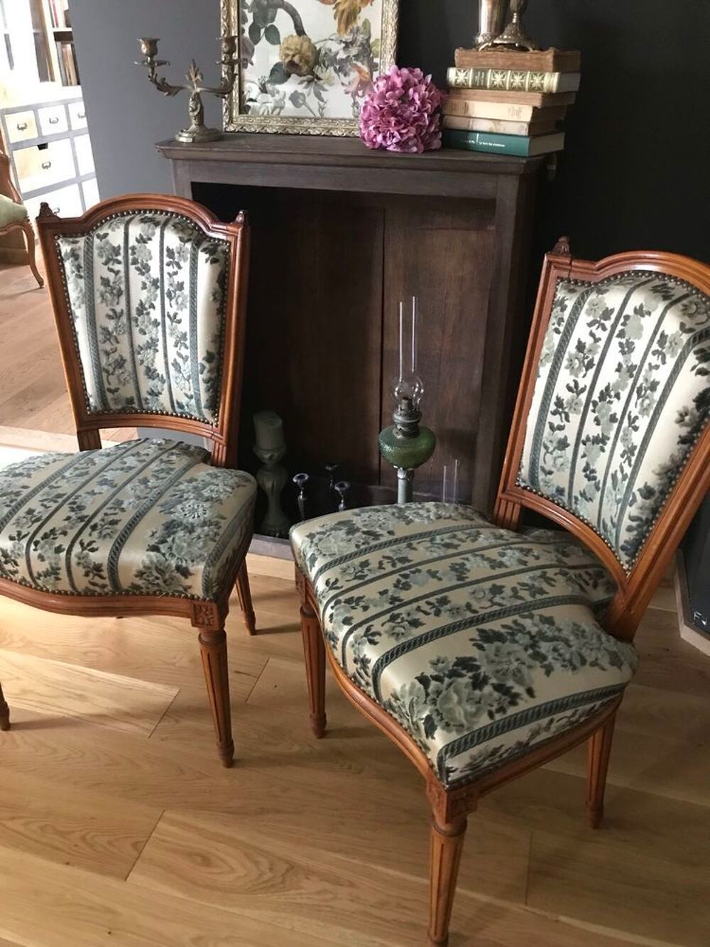 paire chaises velours tapisserie Meubles