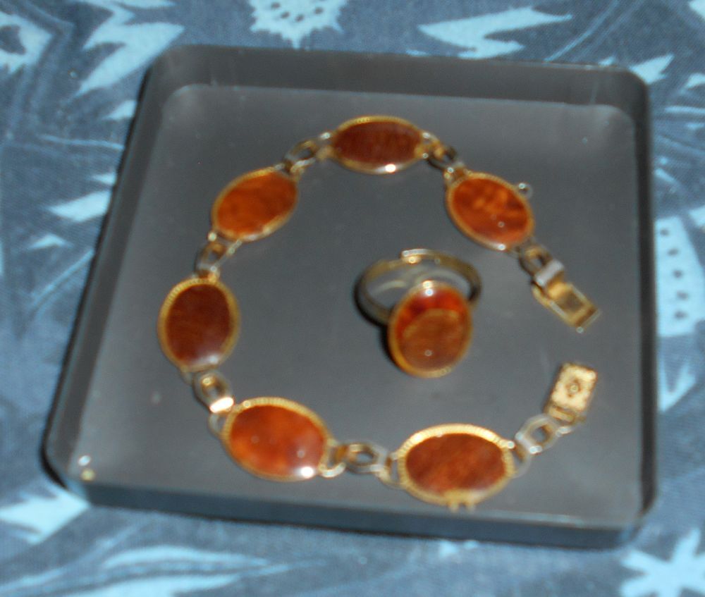 bracelet &amp; bague avec motifs en loupe d'orme Bijoux et montres