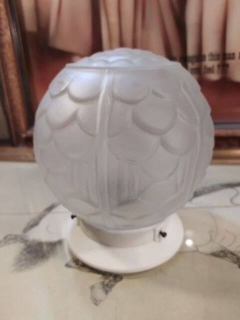 Ancienne Suspension Plafonnier Globe en Verre Dcor Art Dco 40 Loches (37)