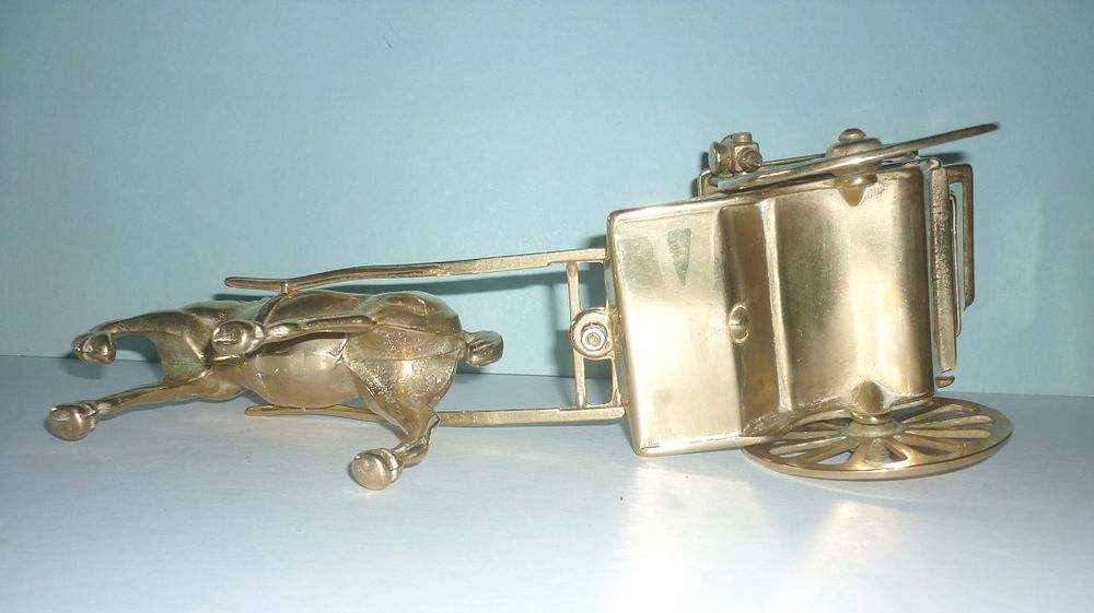 CHEVAL et CAL&Egrave;CHE - Laiton - L=32cm H=15cm - Vintage ann&eacute;es Décoration