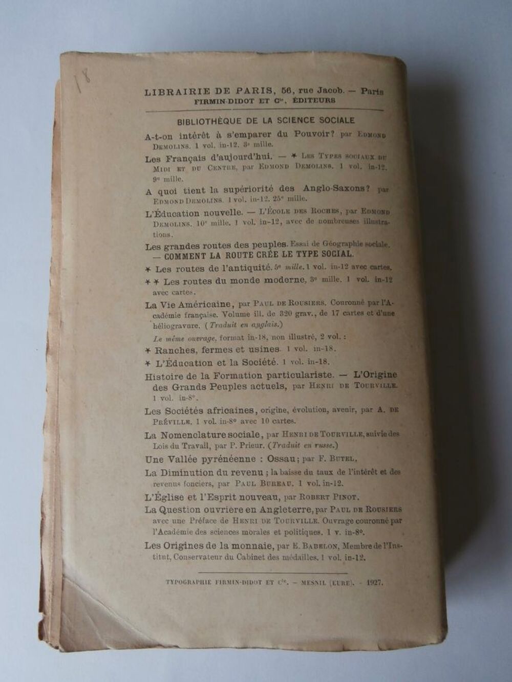 A QUOI TIENT LA SUP&Eacute;RIORIT&Eacute; des ANGLO-SAXONS 1927 Livres et BD