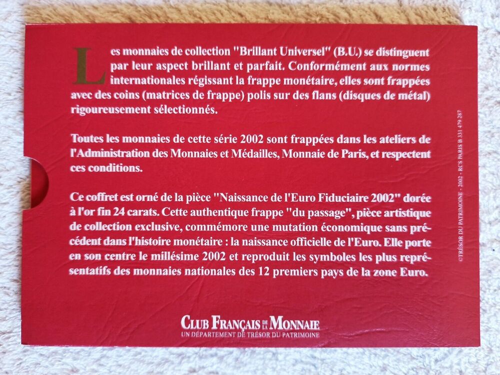 Tr&egrave;s rare s&eacute;rie euros France 2002 " 2950 EX 