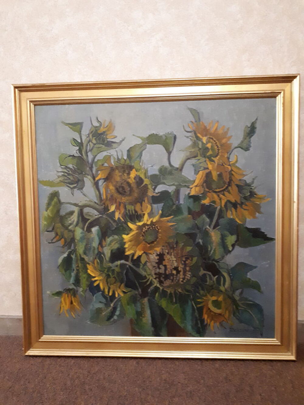 peinture contemporaine repr&eacute;sentant des tournesols Décoration