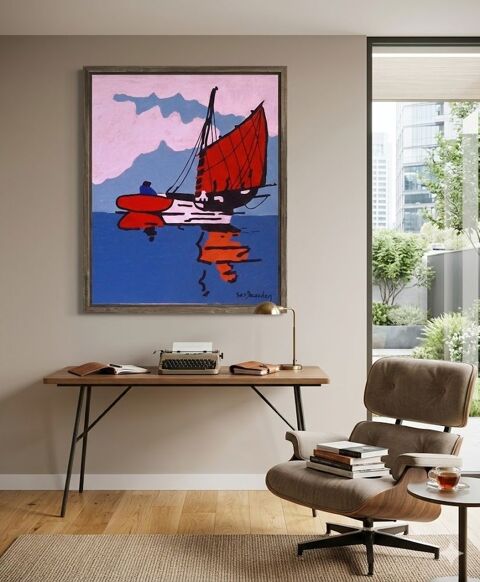 Tableau marine  L'ombre du vent   du peintre Yves Decaudan Caudan (56)