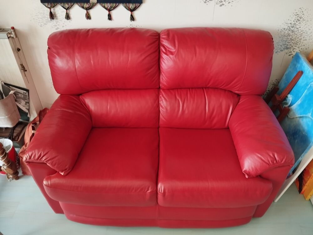 Canap&eacute; en cuir rouge
Meubles