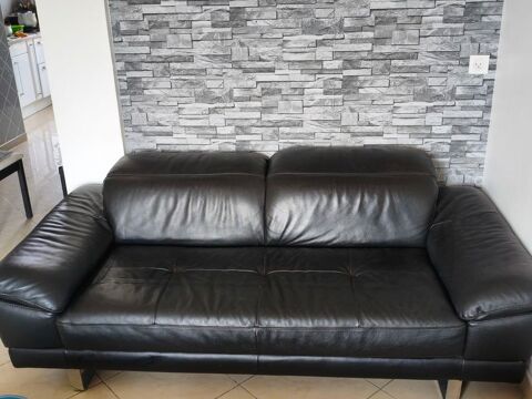 Canap� CUIR CENTER noir ? Tr�s bon �tat 450 Toulon (83)