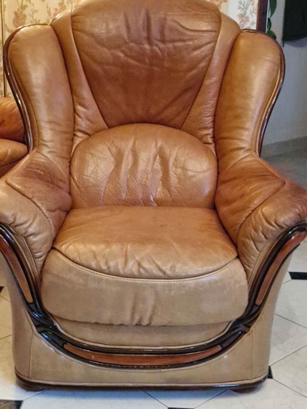 Salon cuir 3 pi&egrave;ces Meubles