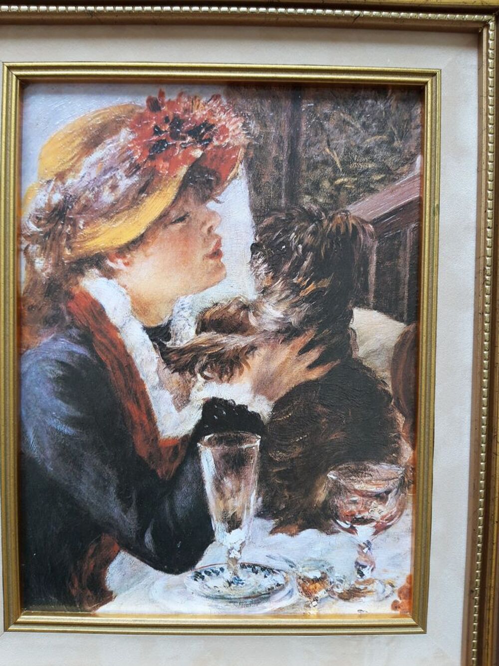 Peinture sur toile d une jeune fille avec le chien de RENOIR Dcoration