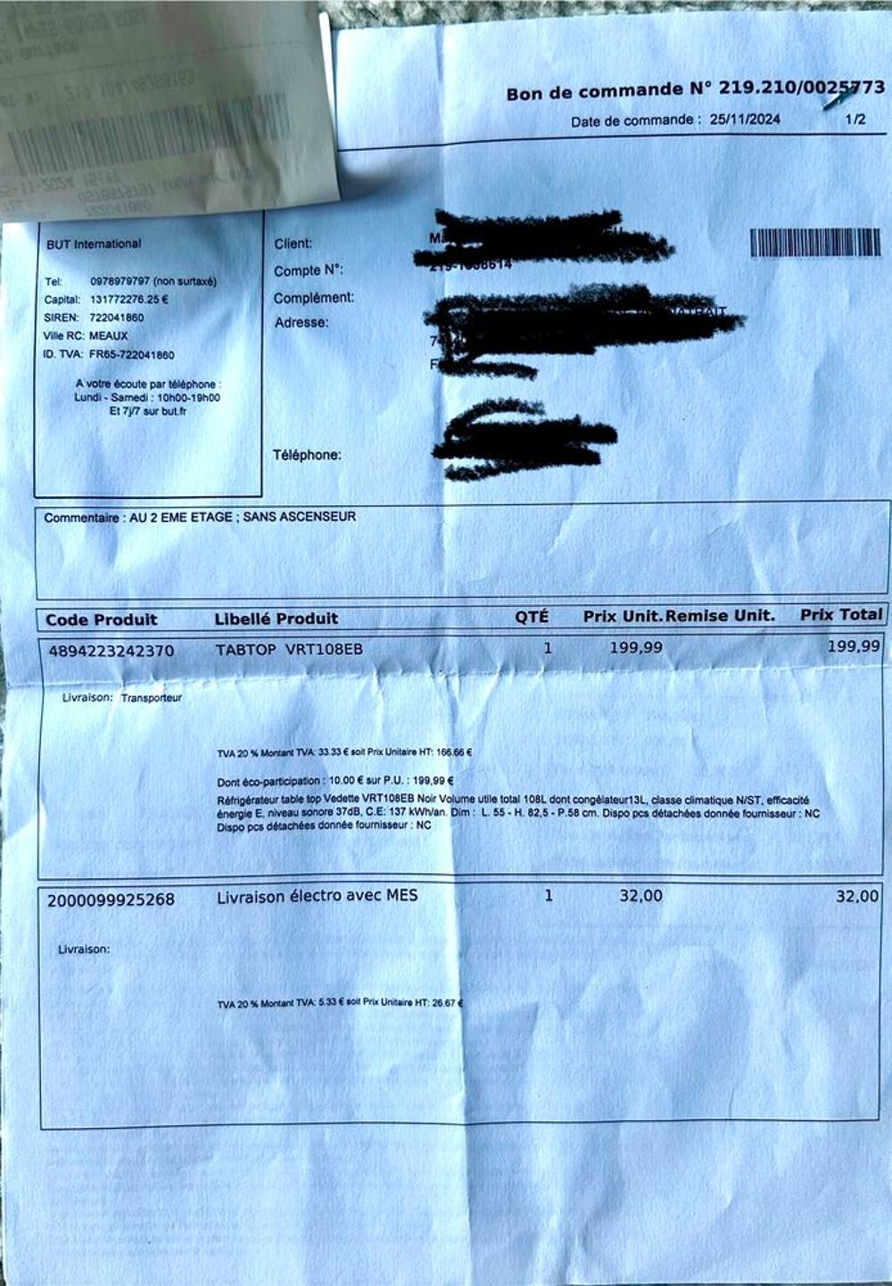 R&eacute;frig&eacute;rateur Vedette noir 108 L, dont cong&eacute;lateur 13 L Electroménager