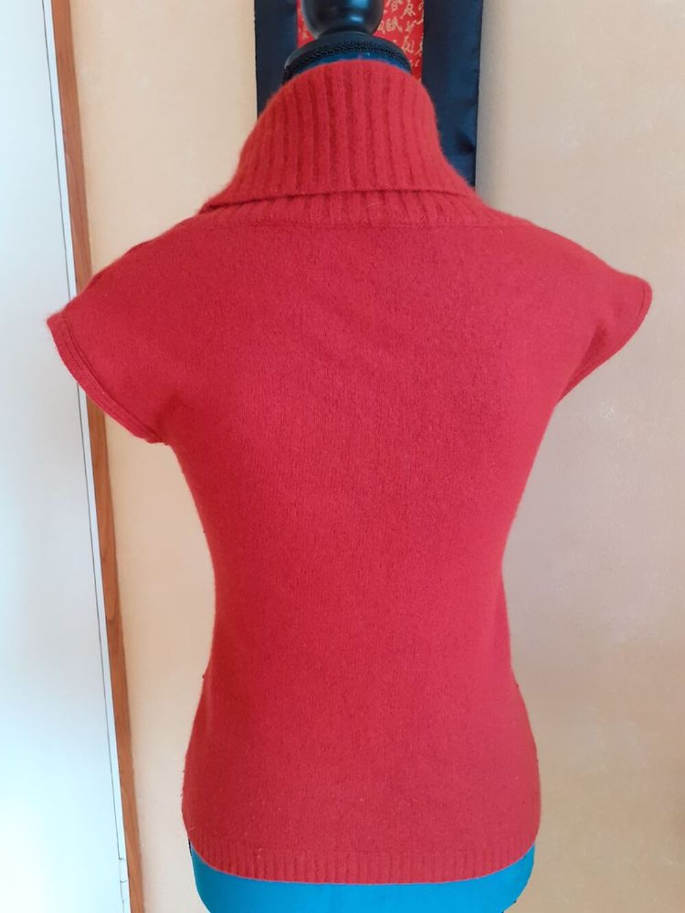 Pull rouge angora - Taille 36-38 Vtements