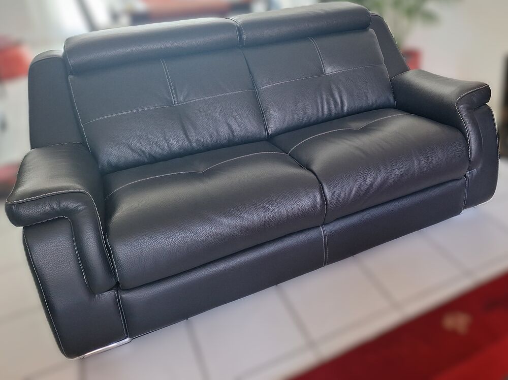 Canap&eacute; contemporain cuir noir Meubles