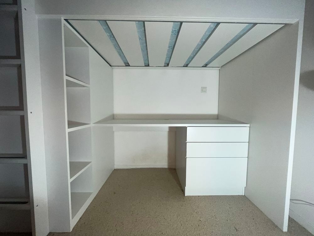 SM&agrave; "STAD Lit mezzanine, avec bureau blanc avec 4 tiroirs, 90x200cm longueur bureau 148 cm IKEA plus matelas Meubles