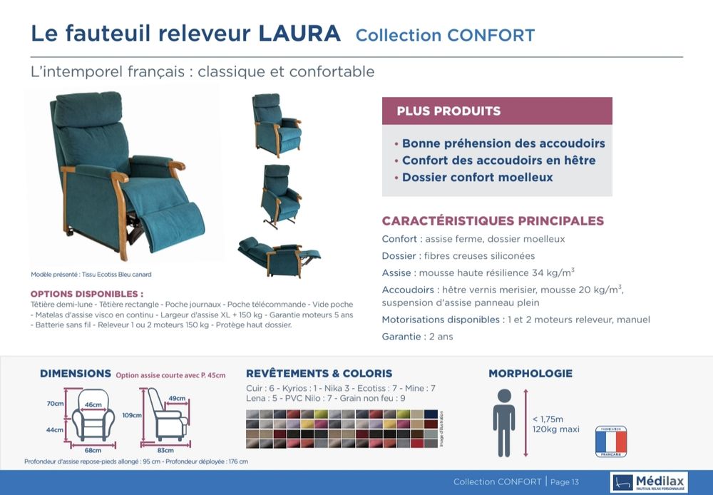 Fauteuil releveur Laura de Bitina 2 moteurs &eacute;lectriques Meubles