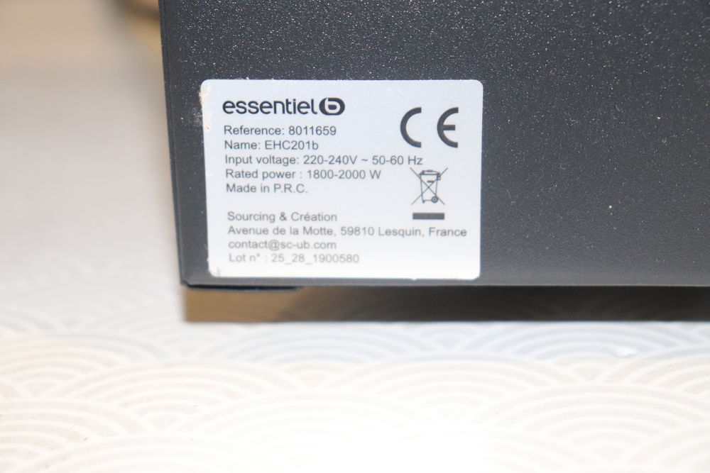 Chauffage &eacute;lectrique ESSENTIELB EHC201b Electroménager