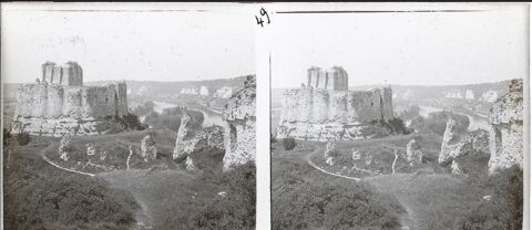Boite 10 Vues Positifs Stéréos Les Andelys Château Normandie 30 Loches (37)