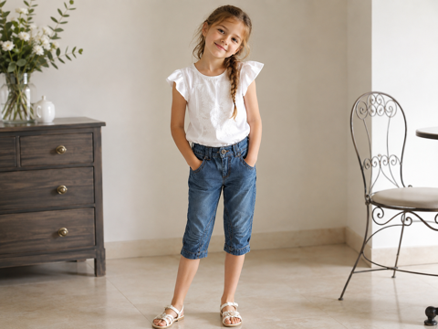 Pantalon jean pantacourt fille Gemo 6 ans bleu neuf Brienne-le-Château (10)