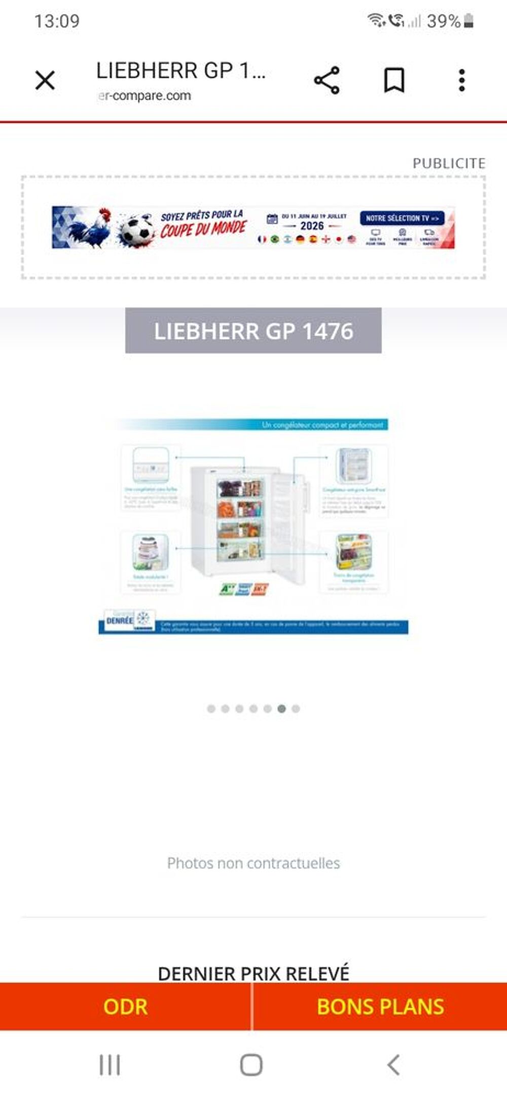 Cong&eacute;lateur top liebherr Electroménager