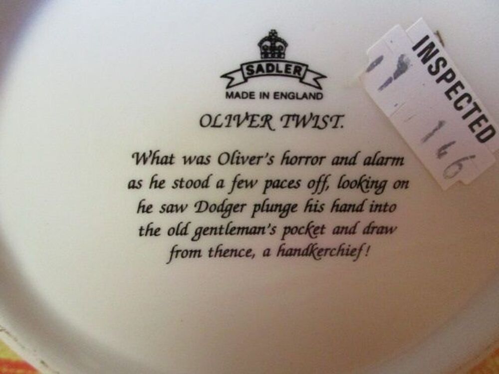 Th&eacute;i&egrave;re SADLER porcelaine Anglais Oliver Twist
