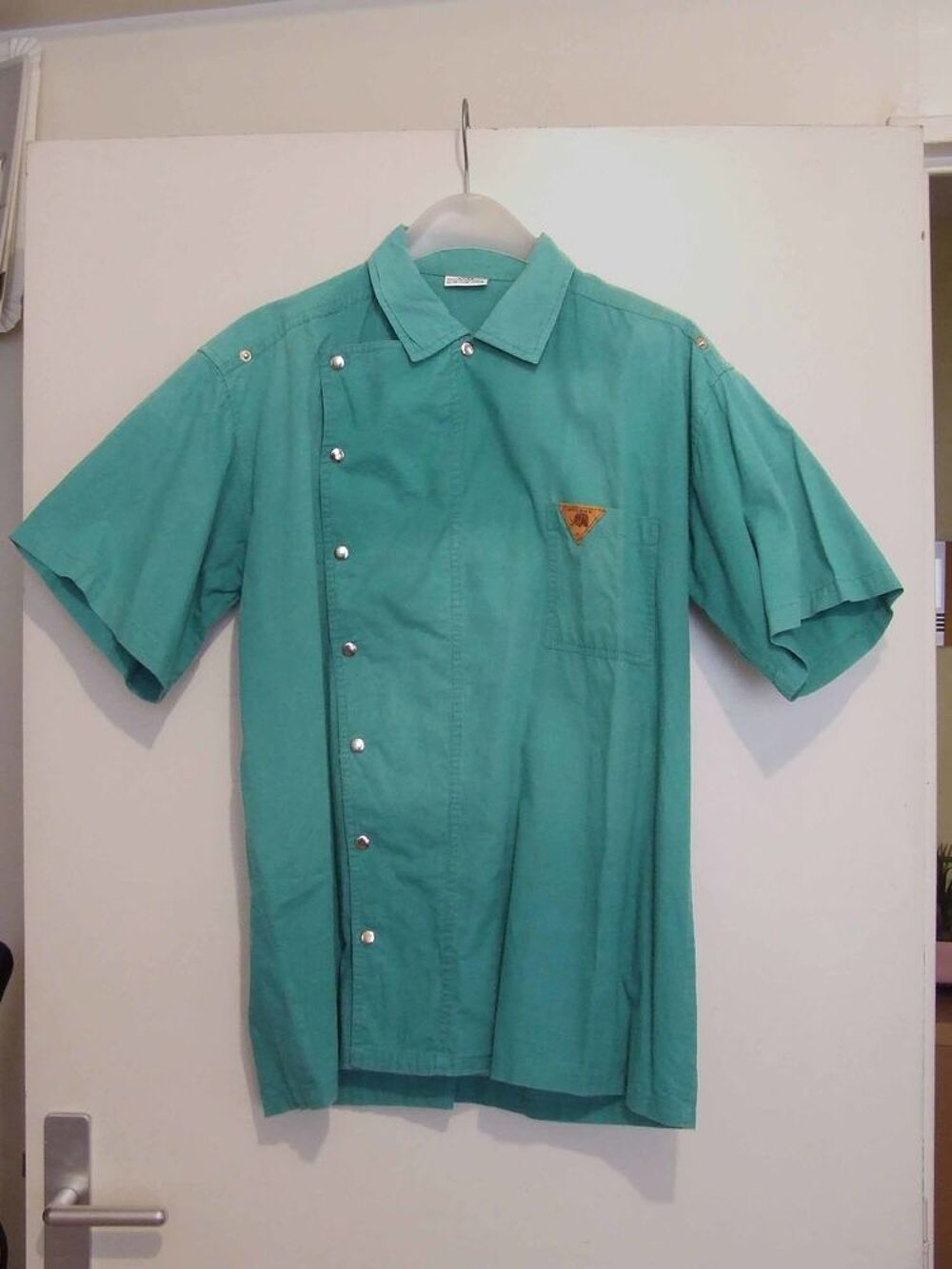 Chemise manche courte, Verte, T. 37 38 (S) TBE Vêtements