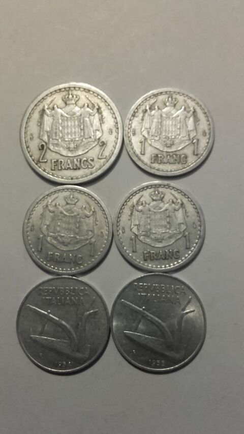 Lot  de 4 pices de monnaie de Monaco et 2 pices Italiennes 0 Ancy-sur-Moselle (57)