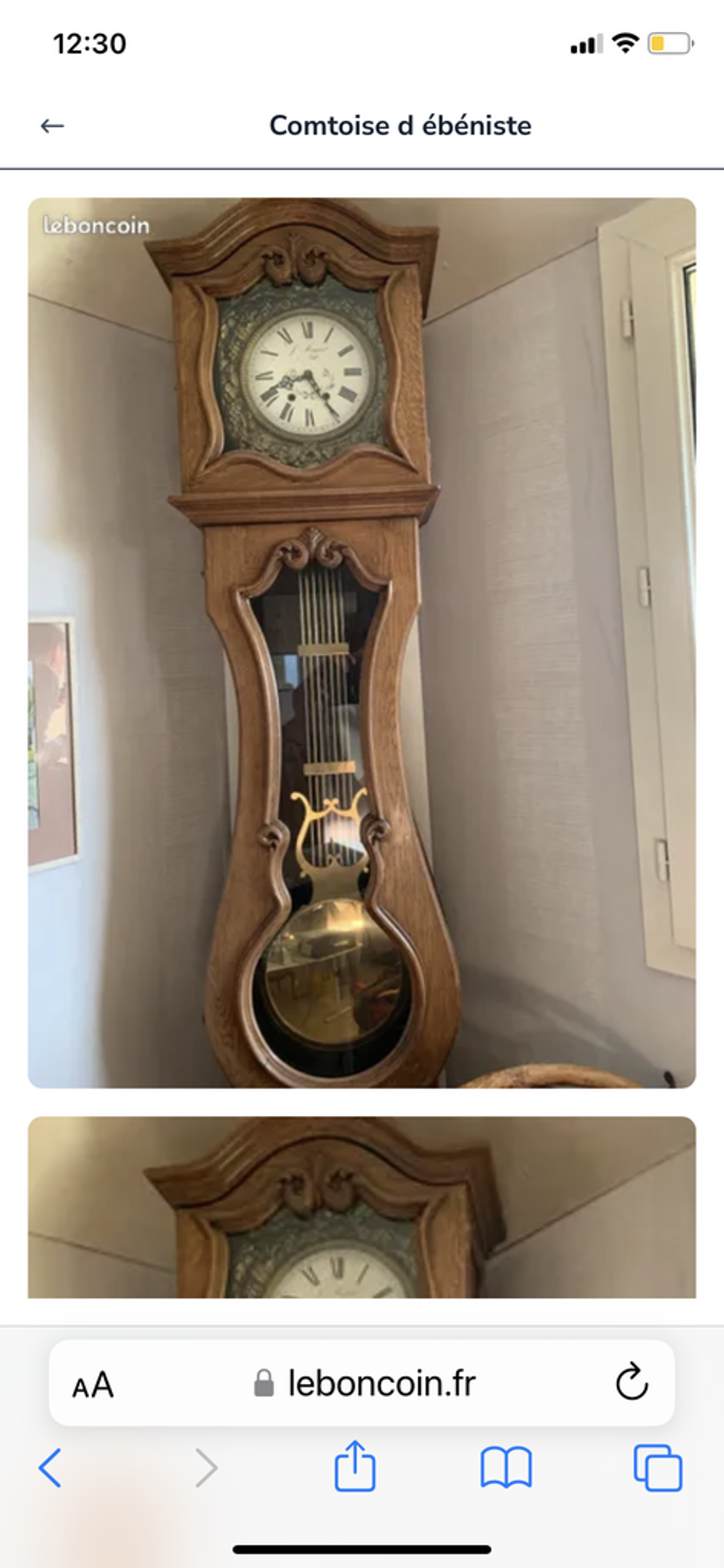 Horloge comtoise bois vitr&eacute;e 