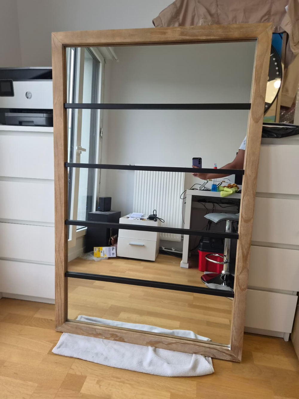 Miroir verri&egrave;re style atelier bois et m&eacute;tal ? 140 x 90 cm Décoration