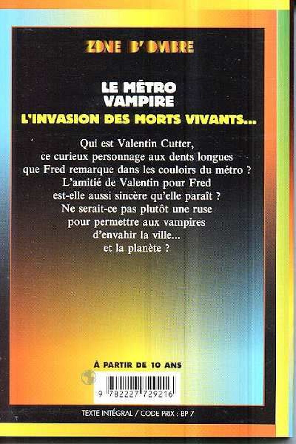 ZONE D'OMBRE LE METRO VAMPIRE Livres et BD