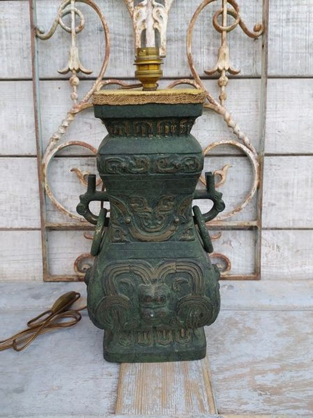 Lampe Style Vase Fanghu Bronze Archa&iuml;que Chine Vintage 60 