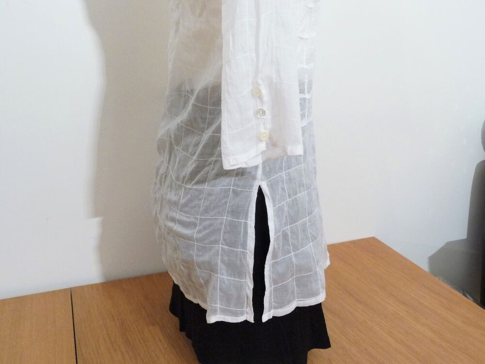 Chemise/ Tunique Blanc Mi Longue &agrave; Manches 3/4- Rayure Paris Vêtements
