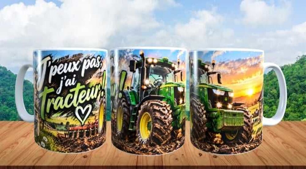 Mug humour j'peux pas j'ai tracteur Décoration