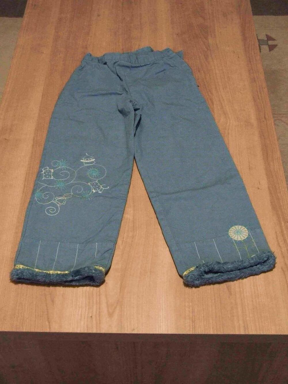 Pantalon toile &eacute;pais fantaisie, DPAM, Bleu-vert, 8&nbsp;ans Vêtements enfants