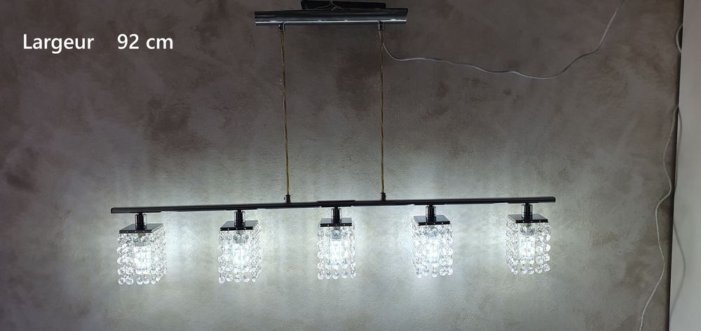 lustre chrom&eacute; 5 ampoules &eacute;quip&eacute;s en leds Décoration